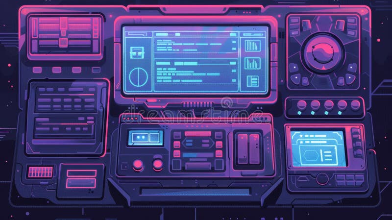Graphic interface of a retro computer screen in 90s style. Modern illustration of a desktop PC with windows, a browser stock photo