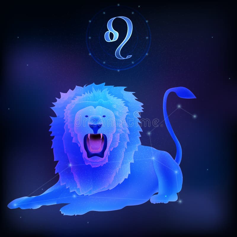 Graphic of Lion. Leo Horoscope Sign in Twelve Zodiac with Galaxy Background  Stock Vector - Illustration of future, shape: 227520924