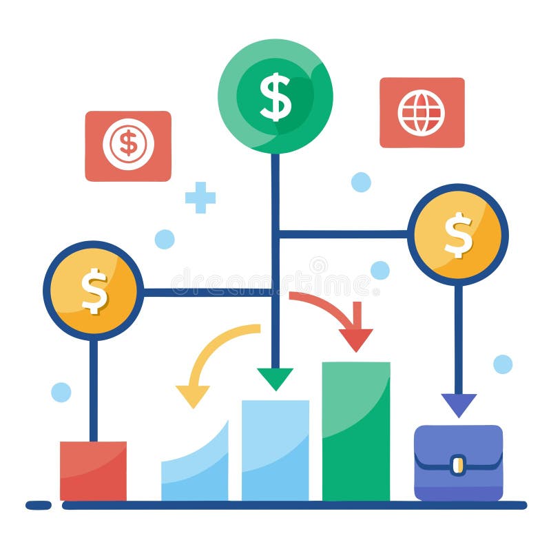 A graphic of a money tree with three branches and a dollar sign at the top royalty free illustration