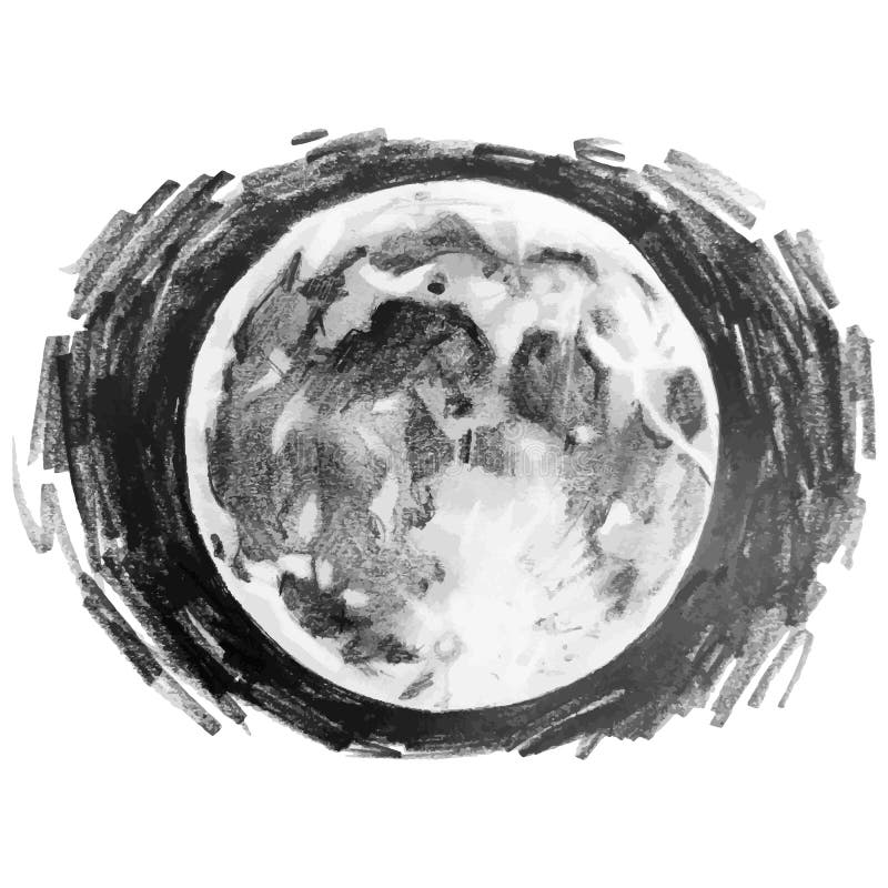 Graphic Moon Drawn By Pencil Stock Vector - Illustration of draw, sketch: 83540577