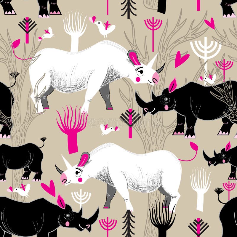 Graphic pattern of rhinoceroses lovers vector illustration Graphic pattern of rhinoceroses lovers vector illustration