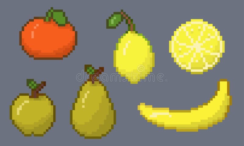 Pixel Fruits For Games Icons Vector Set Stock Illustration - Download Image  Now - 2015, Apple - Fruit, Banana - iStock