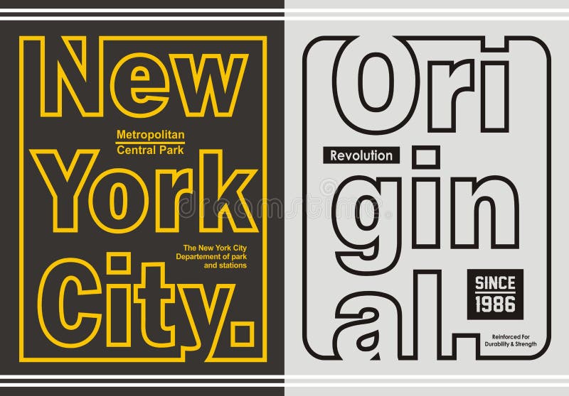 New york city with original typography design, vector image