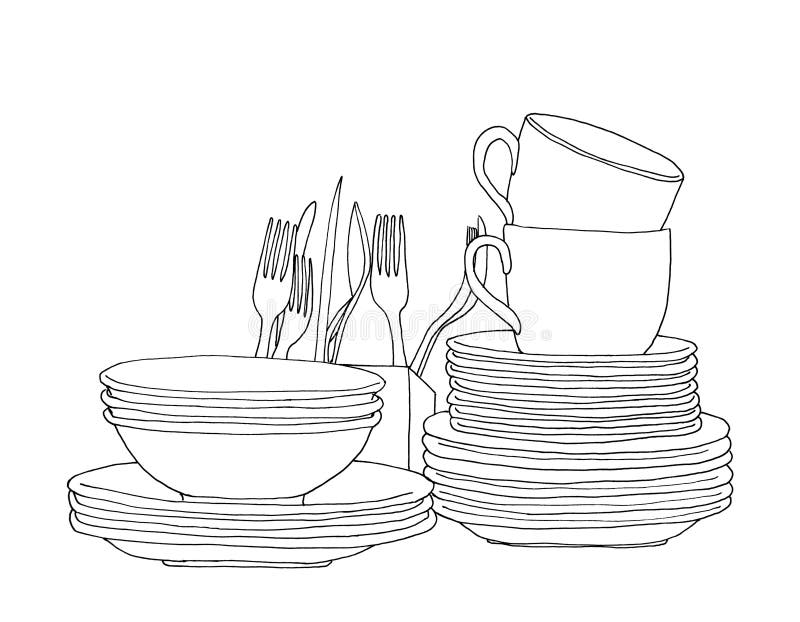 Vector Sketch of Spaghetti Plate. Isolated on White. Stock Illustration -  Illustration of collection, noodles: 59601209