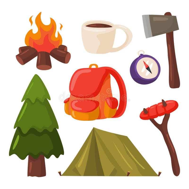 Camping set illustration stock illustration. Illustration of camper ...