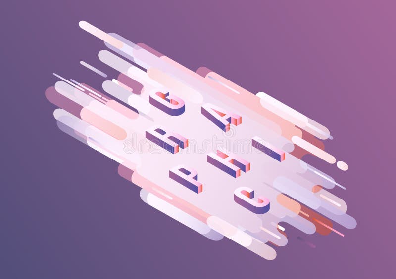Graphic word isometric design - volumetric letters on violet gradient abstract background. vector illustration Graphic word isometric design - volumetric letters on violet gradient abstract background. vector illustration
