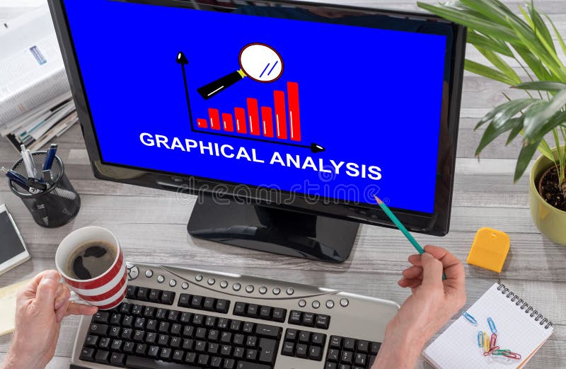 Graphical analysis concept on a computer stock photos Graphical analysis concept on a computer stock photos
