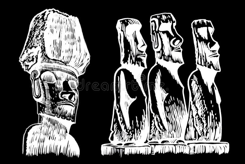 Premium Vector Illustration of Moai Statues on Easter Island