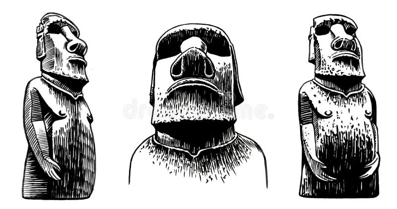 Premium Vector Illustration of Moai Statues on Easter Island