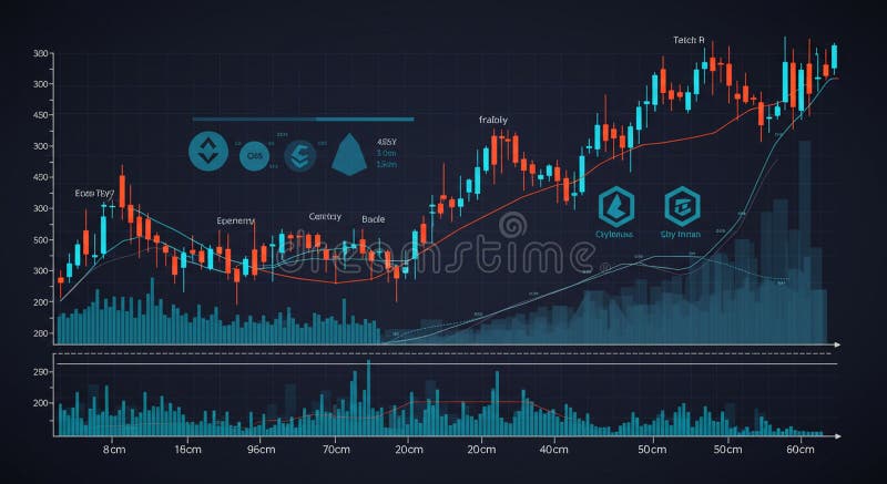 Graphical representation of data featuring a candlestick chart indicating market royalty free illustration