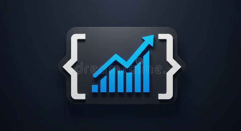 Graphical representation depicting a blue bar chart with an upward arrow, symbolizing vector illustration