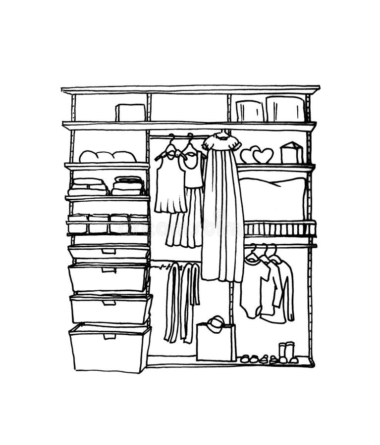 Graphical Sketch of Children`s Wardrobe Stock Illustration ...