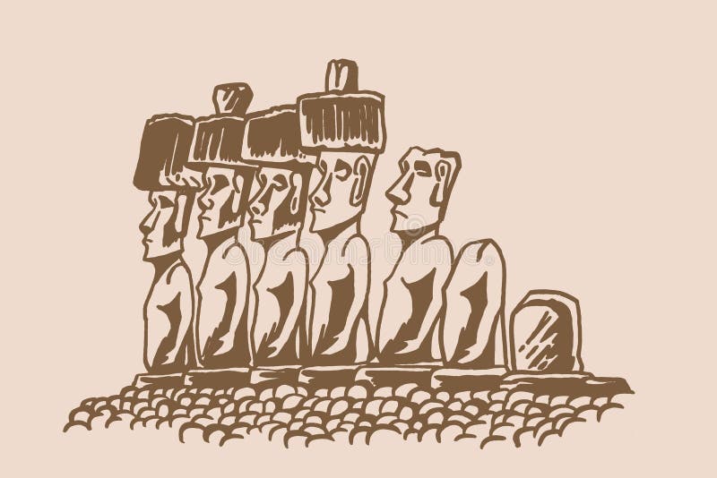 Premium Vector Illustration of Moai Statues on Easter Island