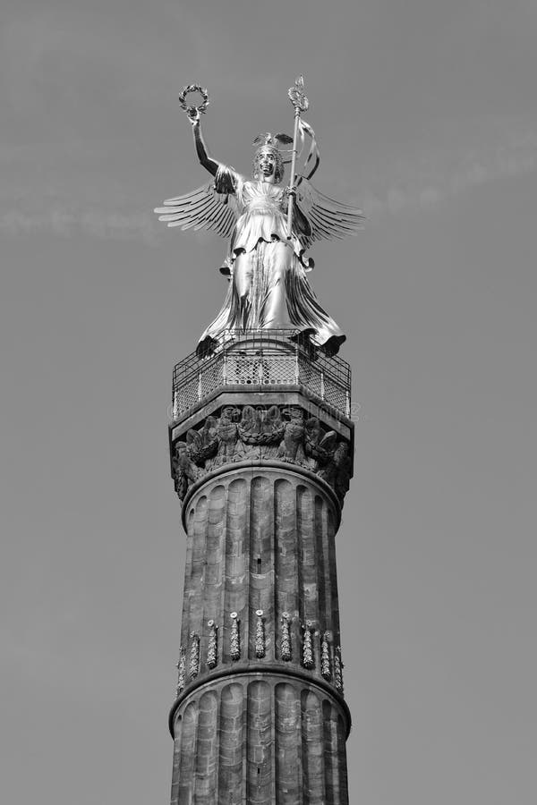 The Victory Column German: SiegessÃ¤ule is a monument in Berlin, Germany. Designed by Heinrich Strack after 1864 to commemorate the Prussian victory in the Danish-Prussian War. On the top of the column is a bronze sculpture of Victoria, 8.3 meters 27 ft high and weighing 35 tonnes, designed by Friedrich Drake. The Victory Column German: SiegessÃ¤ule is a monument in Berlin, Germany. Designed by Heinrich Strack after 1864 to commemorate the Prussian victory in the Danish-Prussian War. On the top of the column is a bronze sculpture of Victoria, 8.3 meters 27 ft high and weighing 35 tonnes, designed by Friedrich Drake.