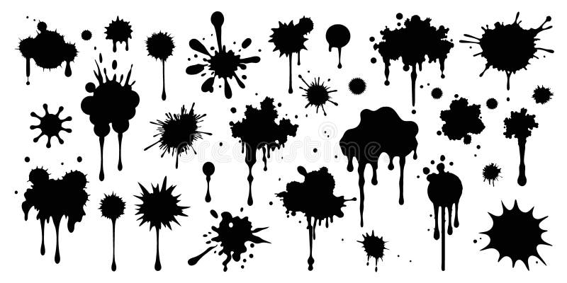 Black spots of various shapes and sizes on an isolated background vector illustration