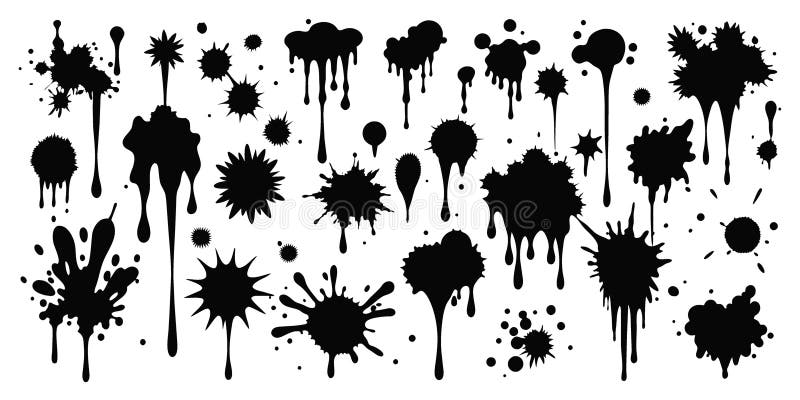 Black spots of various shapes and sizes on an isolated background vector illustration