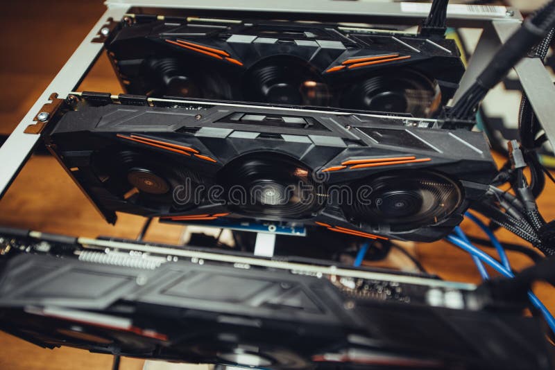 Graphics cards mining rig used for mining online crypto currencies
