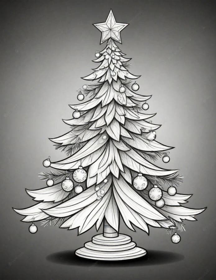 Graphics coloring page with christmas tree royalty free illustration