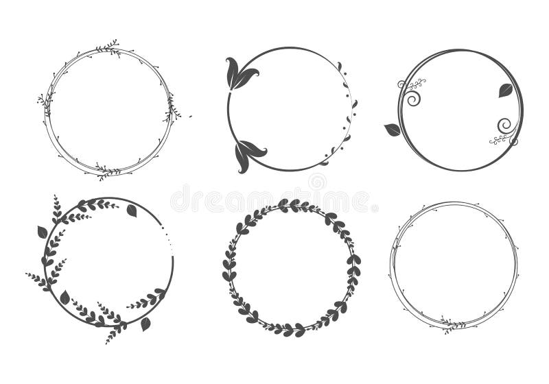 Circle frames. Wreaths for design, logo template stock illustration