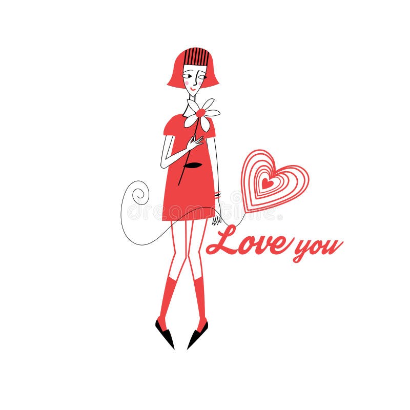 Girl in love stock vector. Illustration of drawing, background 49530159