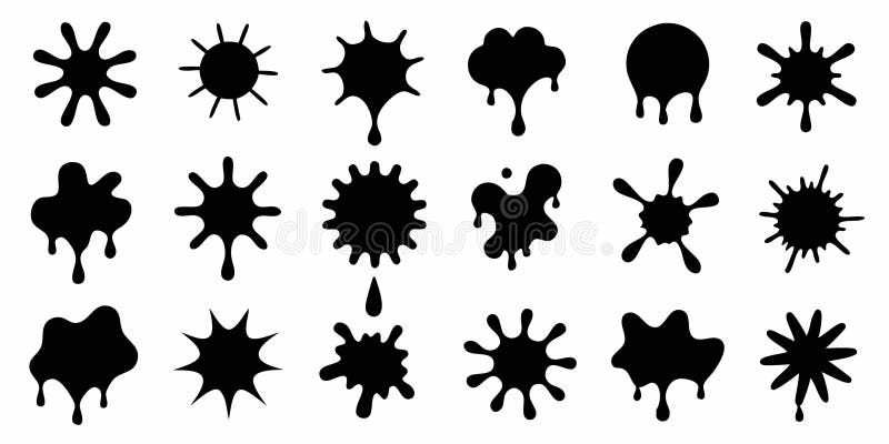 Graphics of spots of various shapes and sizes on an isolated background stock illustration