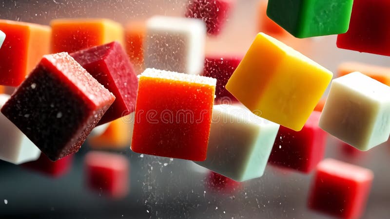 Graphique de mouvement abstrait de cubes numériques rouges et blancs brillants flottant dans l'espace symbolisant les données et l illustration stock