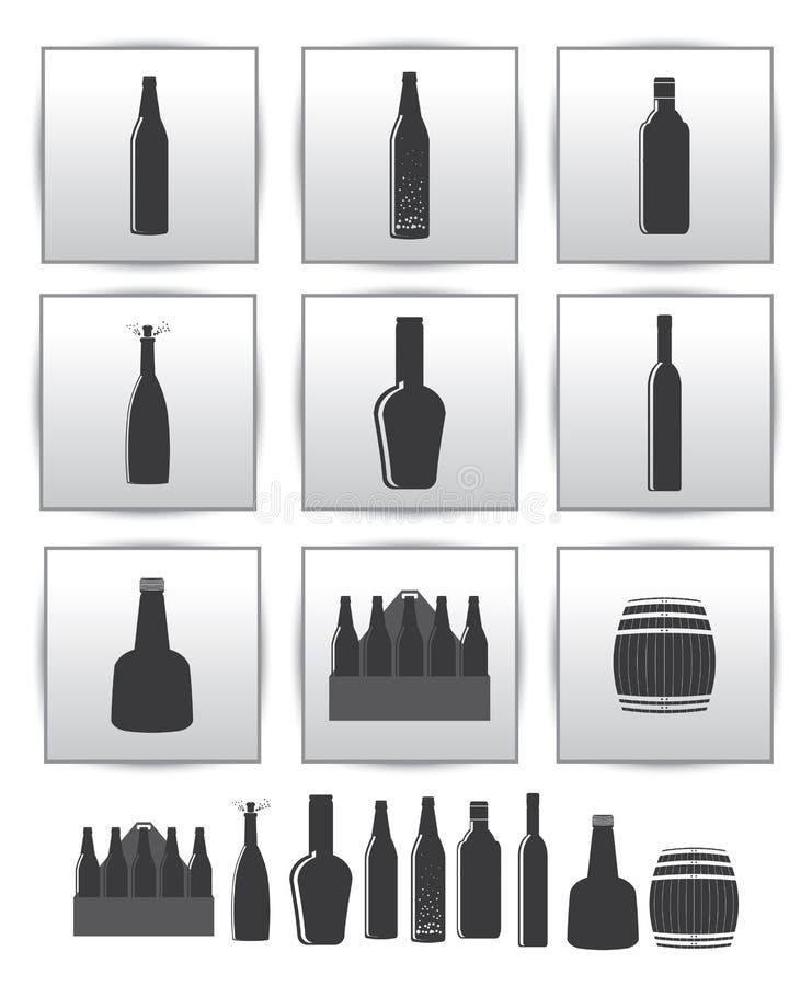 Graphisme de boissons alcoolisées de vecteur. positionnement carré de gris illustration stock Graphisme de boissons alcoolisées de vecteur. positionnement carré de gris illustration stock