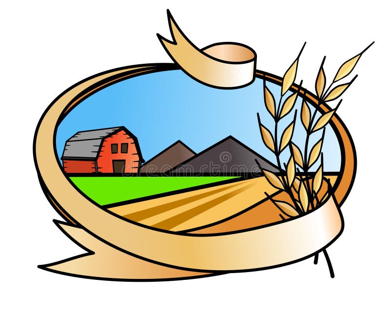 An illustration of farm banner icon with wheat straws. An illustration of farm banner icon with wheat straws