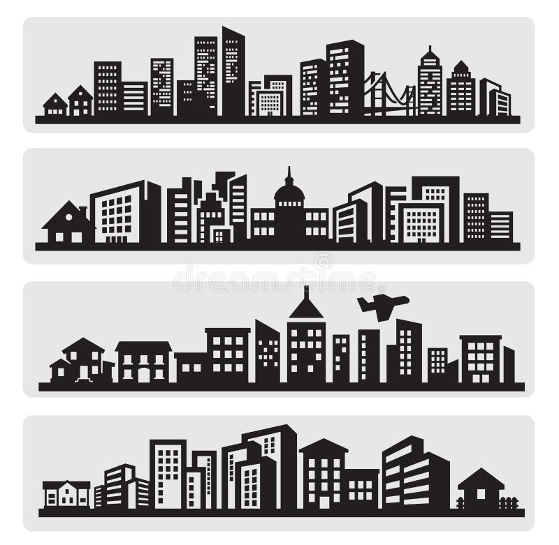 Graphisme de silhouette de villes illustration libre de droits Graphisme de silhouette de villes illustration libre de droits