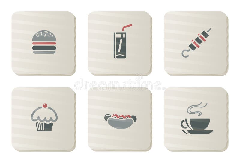 Vector icon set. Three color icons on cardboard tags. Vector icon set. Three color icons on cardboard tags.