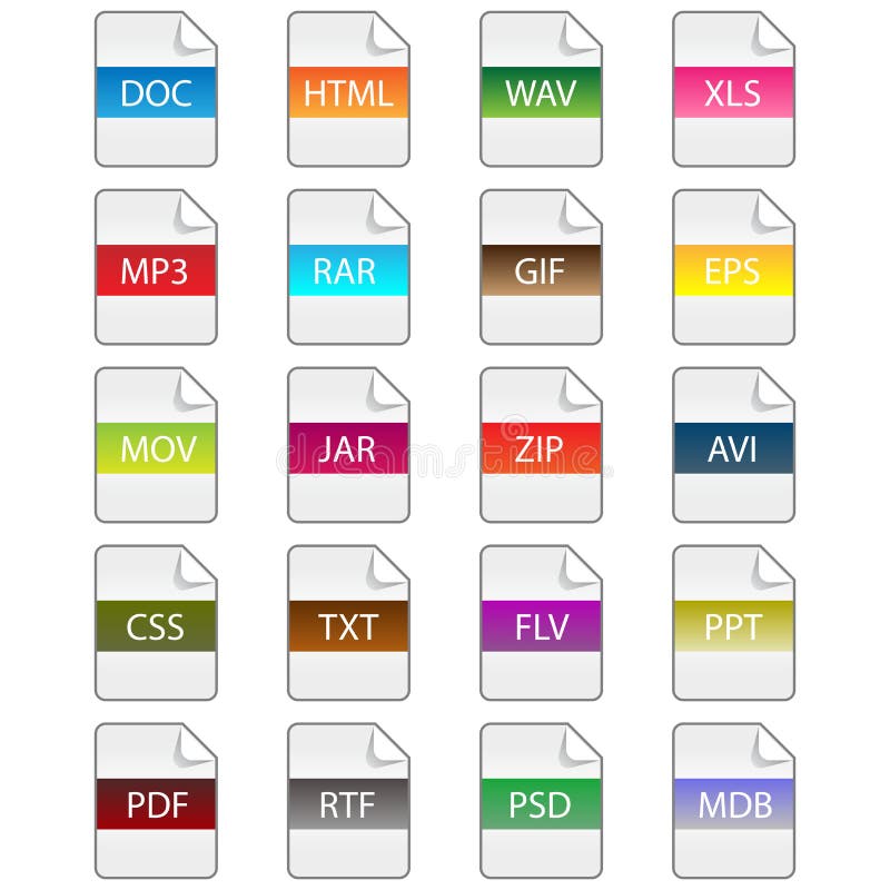 Extension Correspondant A Des Formats Dimages Graphismes D'extension De Fichier Illustration de Vecteur