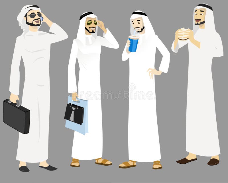 Graphismes d'hommes de Khaliji en positions debout illustration de vecteur Graphismes d'hommes de Khaliji en positions debout illustration de vecteur