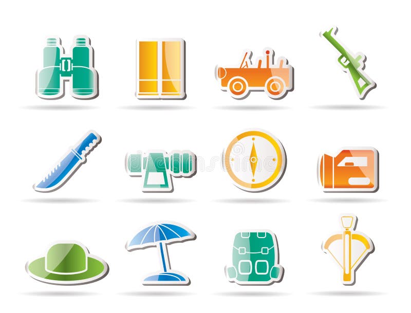 Graphismes de safari, de chasse et de vacances illustration stock Graphismes de safari, de chasse et de vacances illustration stock