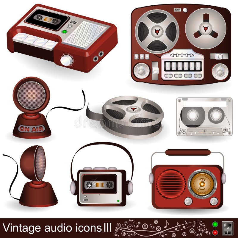 Illustration of audio icons, part 3. Illustration of audio icons, part 3