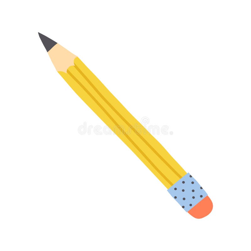 A Graphite Writing School Pencil with an Eraser at the End. Cartoon Style  Hand-drawn Vector Illustration. Stock Vector - Illustration of education,  pencil: 212892016