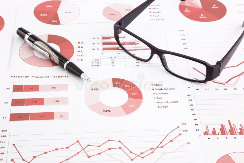 Graphs, charts, data analysis and summarizing report royalty free stock photos