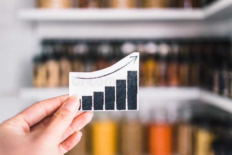 Graphs Showing Prices of Groceries Going Up in Front of Tidy Organised