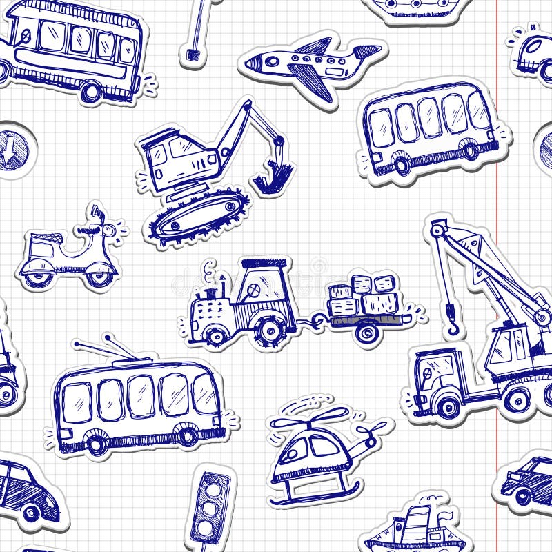 Grappig auto's naadloos patroon Krabbelschets geïnkte illustratie stock illustratie Grappig auto's naadloos patroon Krabbelschets geïnkte illustratie stock illustratie