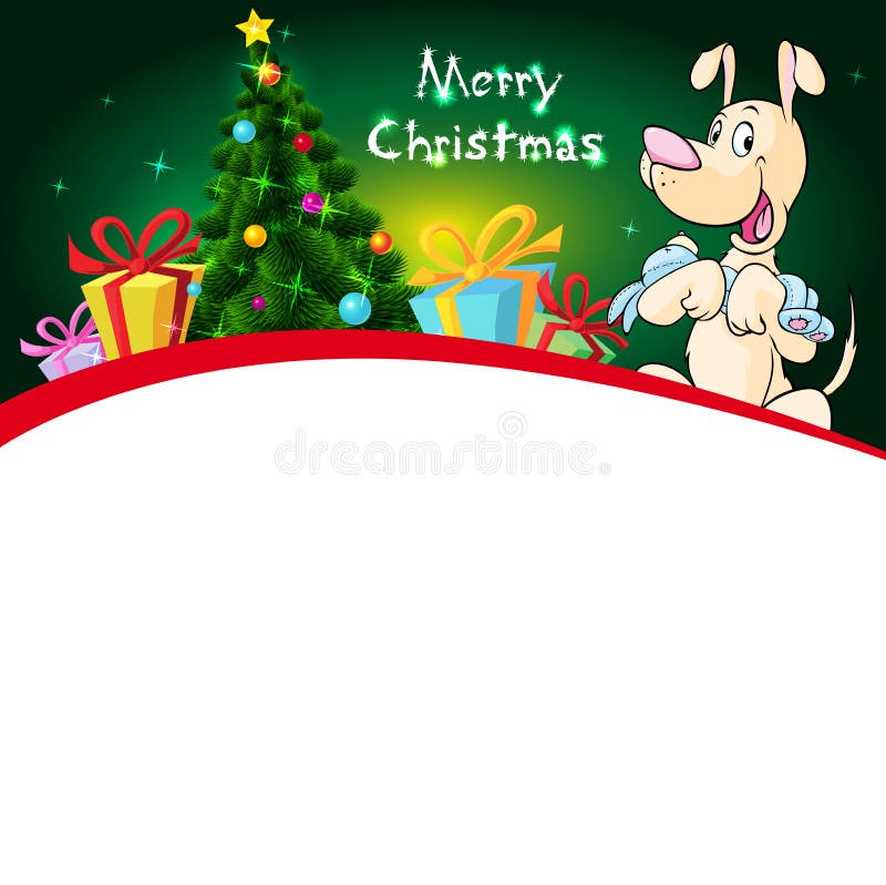 Grappig Kerstmisontwerp met Kerstmisboom en de pop van de hondgreep stock illustratie Grappig Kerstmisontwerp met Kerstmisboom en de pop van de hondgreep stock illustratie