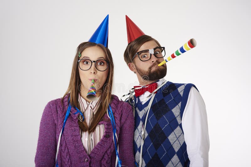 Grappig nerdpaar stock afbeelding Grappig nerdpaar stock afbeelding