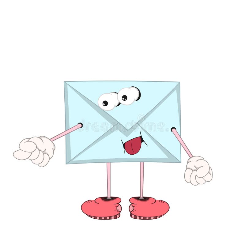 Grappige beeldverhaal blauwe brief met ogen, armen en benen in schoenen die en tong plagen tonen stock illustratie Grappige beeldverhaal blauwe brief met ogen, armen en benen in schoenen die en tong plagen tonen stock illustratie