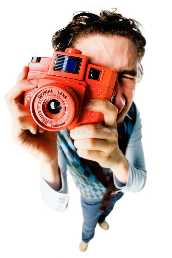 Grappige fotograaf royalty-vrije stock foto Grappige fotograaf royalty-vrije stock foto