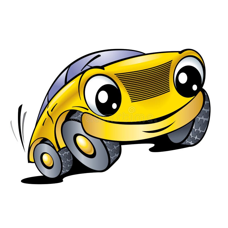Grappige gele auto stock illustratie Grappige gele auto stock illustratie