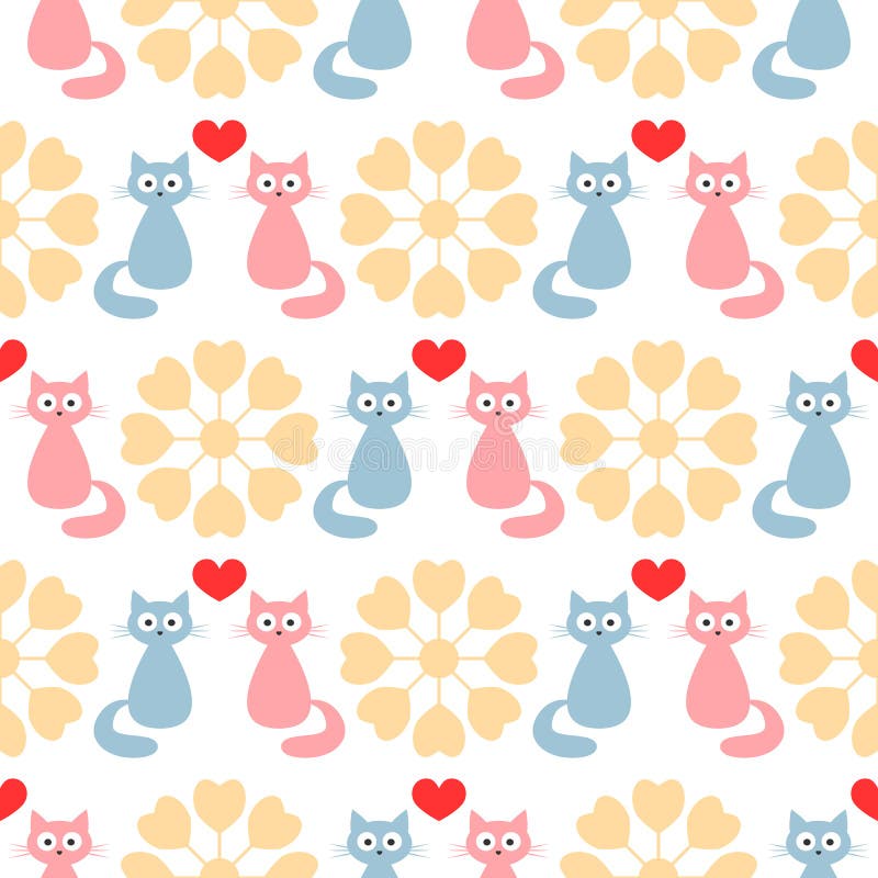 Grappige katten in liefde Leuk naadloos patroon vector illustratie Grappige katten in liefde Leuk naadloos patroon vector illustratie