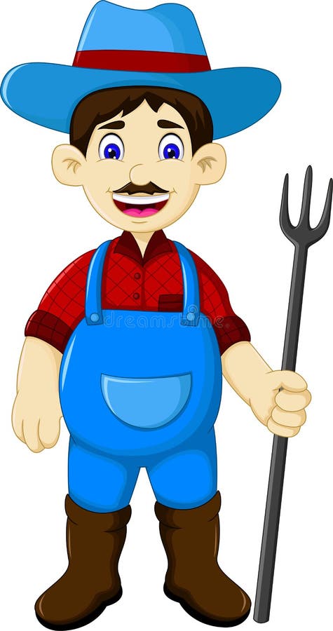Grappige mannelijke de holdingshark van het landbouwersbeeldverhaal stock illustratie Grappige mannelijke de holdingshark van het landbouwersbeeldverhaal stock illustratie