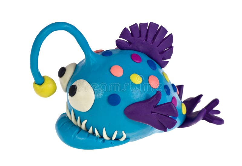 Grappige plasticineanglerfish royalty-vrije stock foto's Grappige plasticineanglerfish royalty-vrije stock foto's