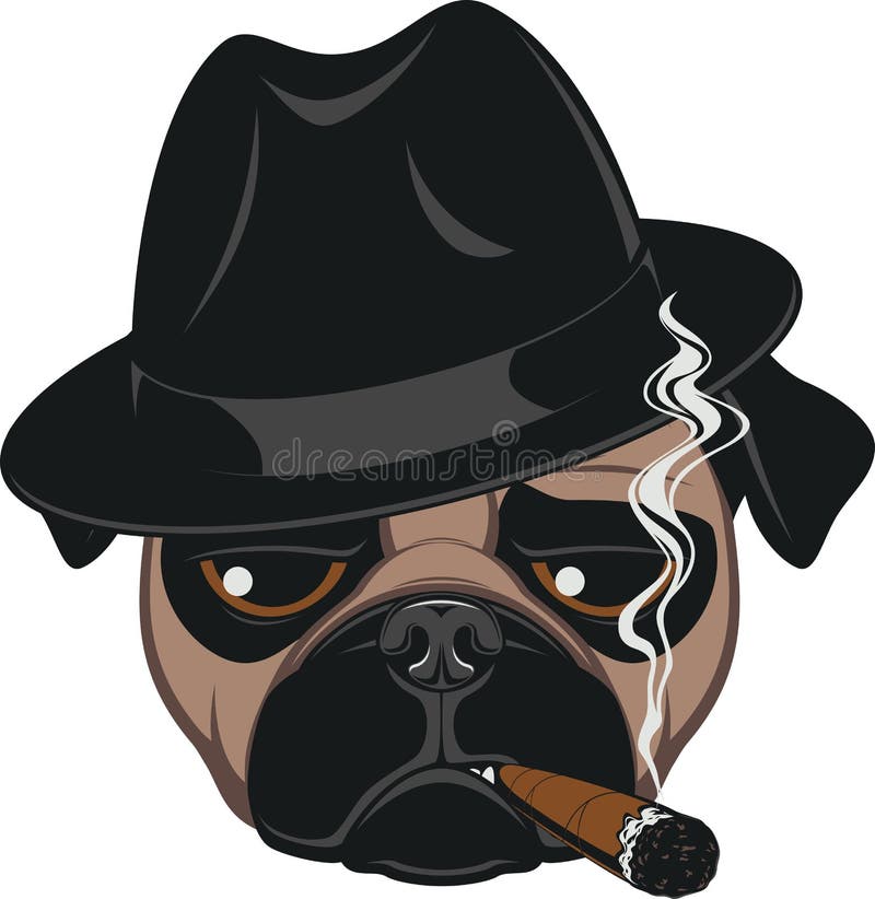 Grappige pug met sigaar stock illustratie Grappige pug met sigaar stock illustratie