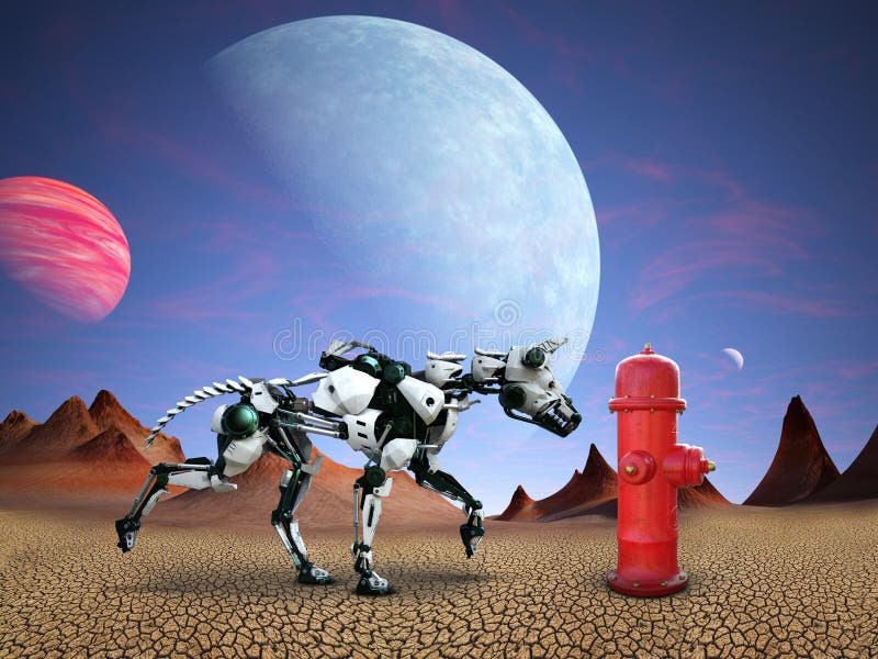 Grappige Robothond, Brandkraan, Vreemde Planeet