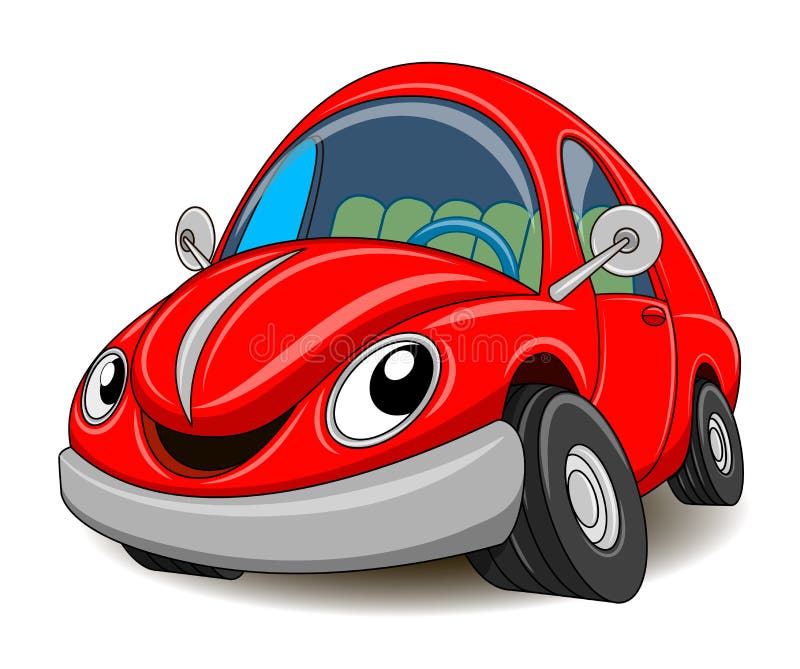 Grappige rode auto Vector illustratie royalty-vrije illustratie Grappige rode auto Vector illustratie royalty-vrije illustratie