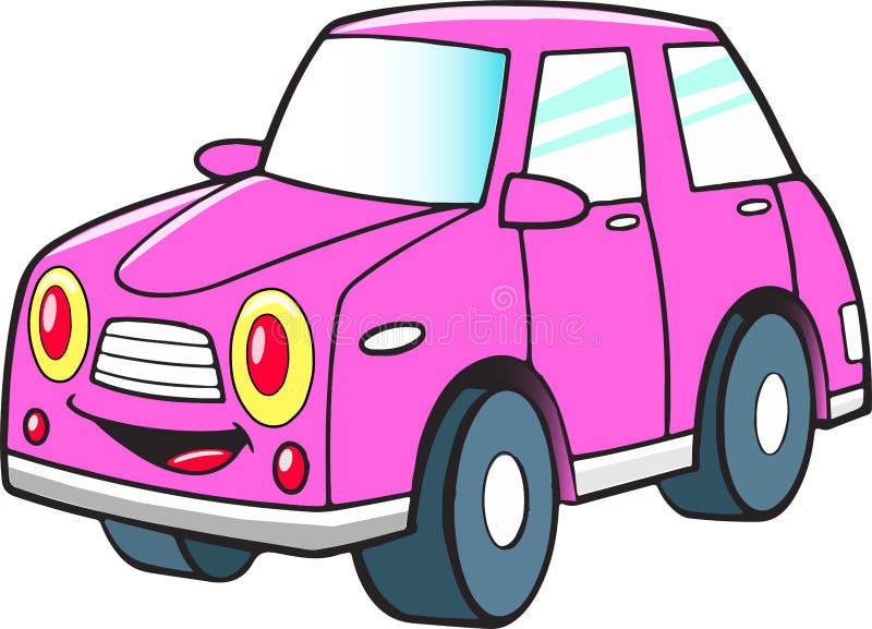 Grappige roze beeldverhaalauto royalty-vrije illustratie Grappige roze beeldverhaalauto royalty-vrije illustratie